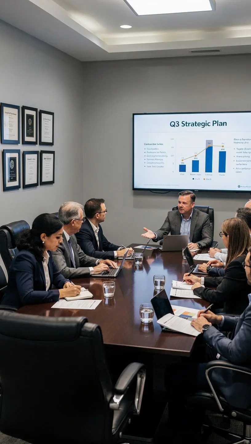 Светлое и просторное помещение для встреч с комфортными креслами и столами.